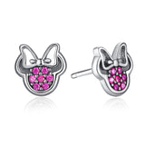 Silver Pink Heart CZ Stud Earrings