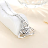 925 Sterling Silver Celtic knot Claddagh Pendant Necklace good luck jewelry with box Valentine's Day present