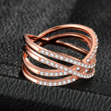 925 Silver Rose Gold Universe Lines Bands Ring