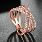 925 Silver Rose Gold Universe Lines Bands Ring