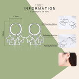 925 Sterling Silver Round Circle Shimmering Star Exquisite Hoop Earrings for Women Fashion Earrings Jewelry