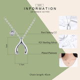 Summer Wishbone Pendants Necklace 925 Sterling Silver Lucky Guardian Statement Necklace Korean Jewelry