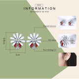 Authentic 925 Sterling Silver Daisy Flower Red Ladybug Stud Earrings for Women Fashion Earrings Jewelry Gift