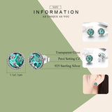 Authentic 925 Sterling Silver Ocean Tropical Fish Stud Earrings for Women Green CZ Sterling Silver Jewelry Gift