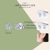 Authentic 925 Sterling Silver Romantic Rose Flower Stud Earrings for Women Fashion Sterling Silver Jewelry