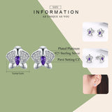 Genuine 925 Sterling Silver Orchid Flower Clear CZ Zircon Stud Earrings for Women Engagement Jewelry Gift
