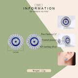 Hot Sale Authentic 925 Sterling Silver Blue Eye Round Stud Earrings for Women Fashion Sterling Silver Jewelry