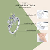 New Arrival 925 Sterling Silver Fairy & Daisy Flower Open Size Finger Rings Women Wedding Engagement Jewelry