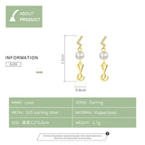 Pearl Drop Earrings for Women 925 Sterling Silver LOVE Letters Dangle Ear Jewelry Korean Fashion Gold Jewelry