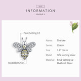 Queen Bee Charm 925 Sterling Silver Insert Bee Charms for Original Women Silver Snake Bracelet & Bangle Necklace