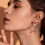 925 Sterling Silver Punk Rock Star Stud Earrings for Women Simple Geometric Line Fashion Earrings Jewelry