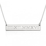 925 Sterling Silver Personalized Engraved Bar Necklace With Heart- Adjustable 16”-20”
