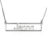 925 Sterling Silver Personalized Name Bar Necklace Adjustable 16”-20”