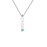 925 Sterling Silver Personalized Vertical Sterling Silver Bar Necklace with Birthstone Adjustable 16”-20” - 925 Sterling Silver OEM And Customization