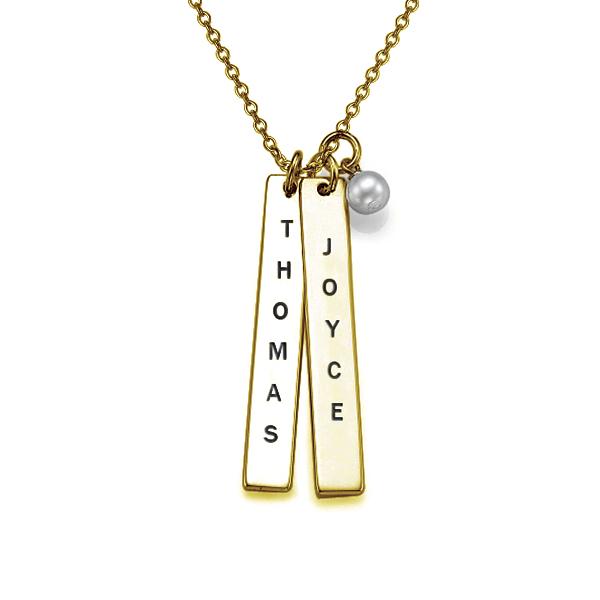 925 Sterling Silver Personalized Engraved Vertical Bar Necklace Adjustable 16”-20” - 925 Sterling Silver OEM And Customization