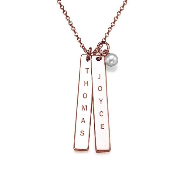 925 Sterling Silver Personalized Engraved Vertical Bar Necklace Adjustable 16”-20” - 925 Sterling Silver OEM And Customization