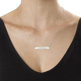 925 Sterling Silver Personalized Bar Engraved Necklace Adjustable 16”-20”