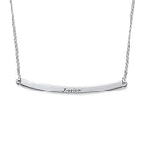 925 Sterling Silver Personalized Curved Bar Necklace Adjustable 16”-20”