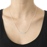 Cut Out Design - 925 Sterling Silver Personalized Bar Name Necklace Adjustable 16”-20”