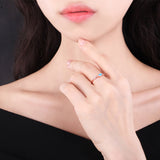 925 Sterling Silver Rose gold Plating Blue Opal Ring