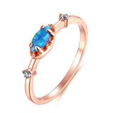 Silver Rose gold Plating Blue Opal Ring
