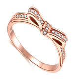 925 Silver Rose Gold Ribbon Bow Fashion Ring With High Quality