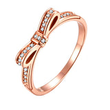 Silver Rose Gold Ribbon Bow Fashion Ring 