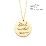 925 Sterling Silver Personalized Disc Handwriting Signature Necklace-Adjustable 16”-20”