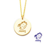 925 Sterling Silver Kid's Drawing Disc Engraved Photo Necklace