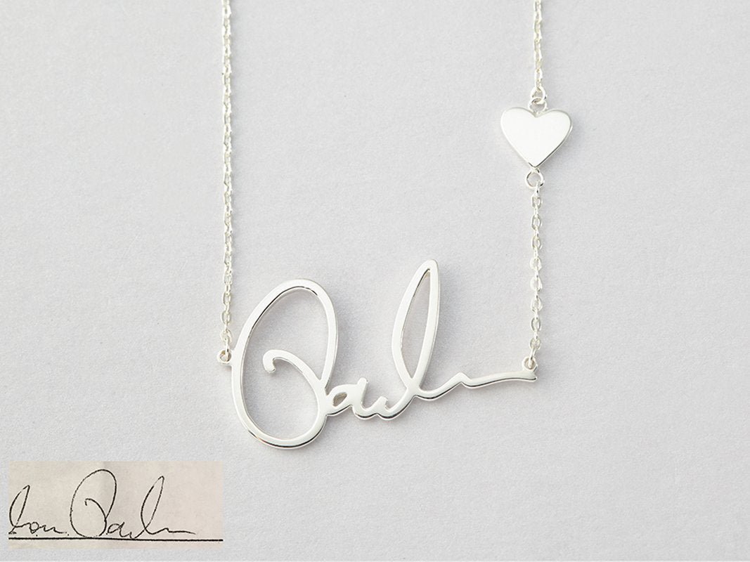 Adjustable Chain Signature Necklace with Heart Charm