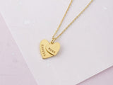 925 Sterling Silver Personalized Double Heart Necklace for New Mom -Adjustable 16”-20”