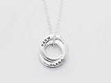 925 Sterling Silver Personalized Dainty Mom Necklace with Children's Names Adjustable 16”-20” - 2 Rings