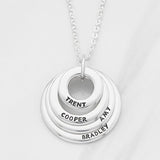 925 Sterling Silver Personalized Grandma Necklace With Grandchildren's Names Adjustable 16”-20”- 4 Rings