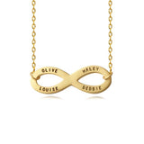 Infinity Necklace With 4 Names-Plated Yellow Gold