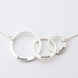 925 Sterling Silver Personalized Mom And Child Circle Necklace Adjustable 16”-20”