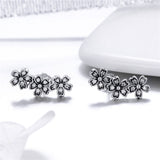 S925 Sterling Silver Flower  Stud Earrings For Women