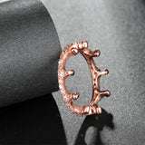 925 Silver Rose Gold Plated Crown Fashion Ring