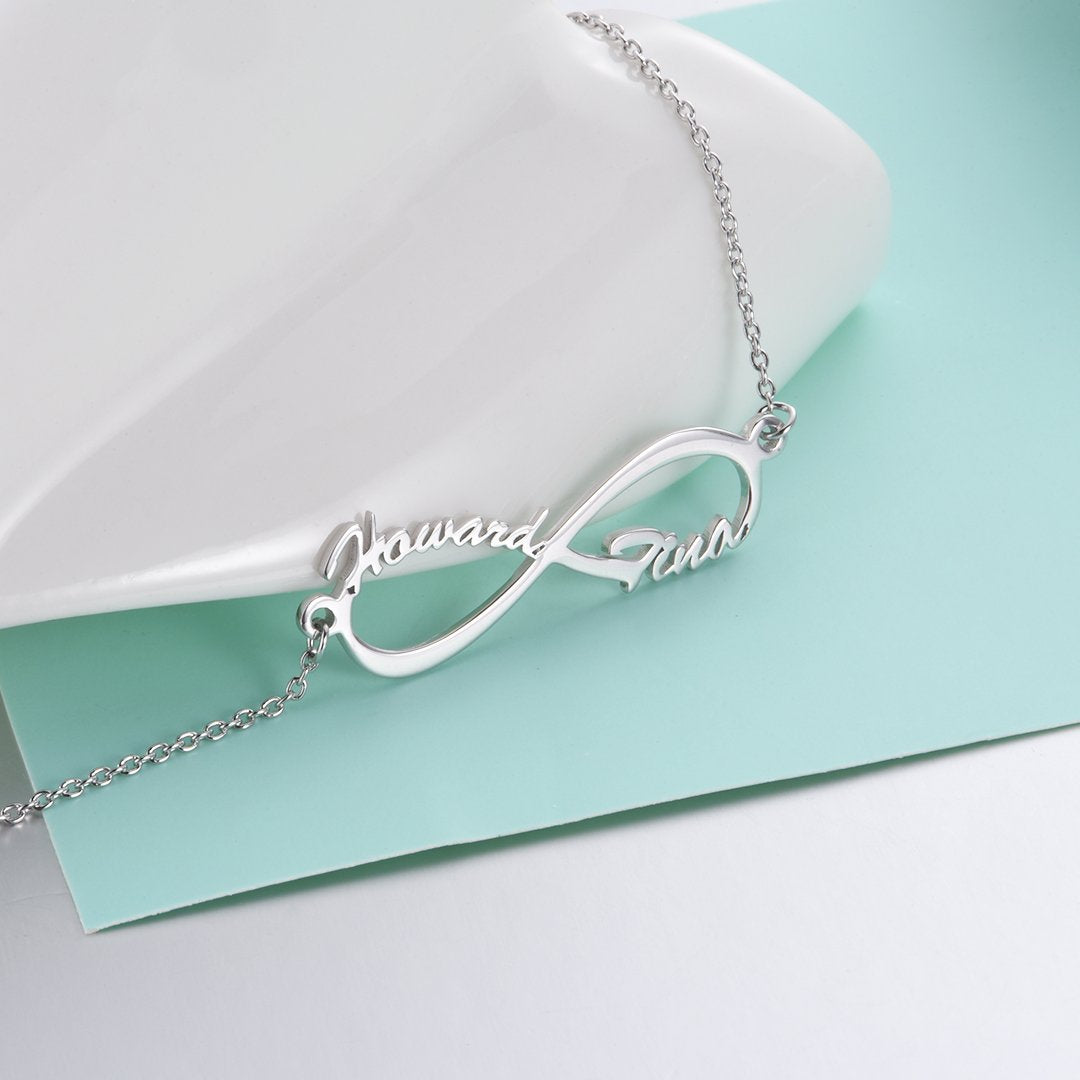 Infinite Love -Copper/925 Sterling Silver Personalized Name Necklace Adjustable 16”-20”
