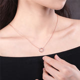 925 Sterling Silver Rose Gold Plated Fashion Circle Necklace