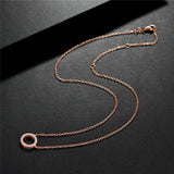 925 Sterling Silver Rose Gold Plated Fashion Circle Necklace