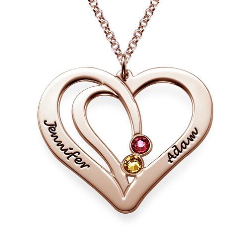 925 Sterling Silver Personalized Engraved Couples Birthstone Necklace - 925 Sterling Silver OEM And Customization