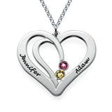 925 Sterling Silver Personalized Engraved Couples Birthstone Necklace - 925 Sterling Silver OEM And Customization