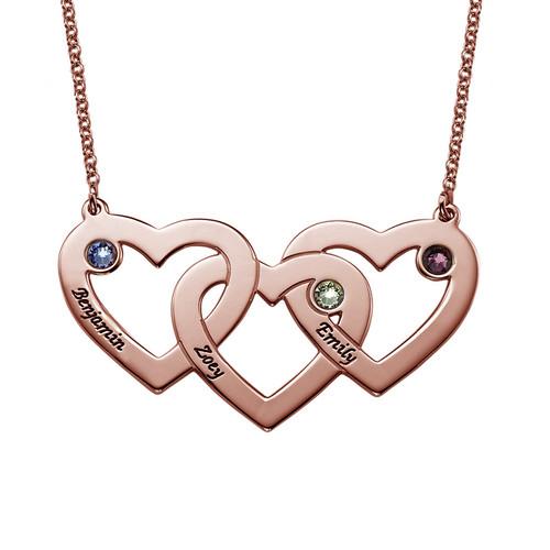 925 Sterling Silver Personalized Intertwined Hearts Necklace with Birthstones - 925 Sterling Silver OEM And Customization