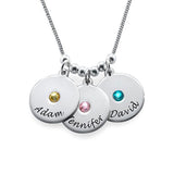 925 Sterling Silver Personalized Mother's Disc and Birthstone Necklace - 925 Sterling Silver OEM And Customization