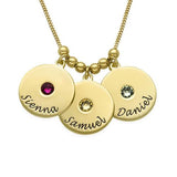 925 Sterling Silver Personalized Mother's Disc and Birthstone Necklace - 925 Sterling Silver OEM And Customization