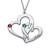 925 Sterling Silver Personalized Engraved Two Heart Necklace - 925 Sterling Silver OEM And Customization