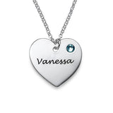 925 Sterling Silver Personalized Heart Necklace with Swarovski - 925 Sterling Silver OEM And Customization