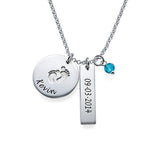 925 Sterling Silver Personalized New Mom Jewelry - Baby Feet Charm Necklace - 925 Sterling Silver OEM And Customization