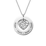 925 Sterling Silver Personalized Heart Family Tree Necklace Adjustable 16-20" - 925 Sterling Silver OEM And Customization