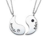925 Sterling Silver Personalized Engraved Yin Yang Necklace for Couples Adjustable 16-20" - 925 Sterling Silver OEM And Customization